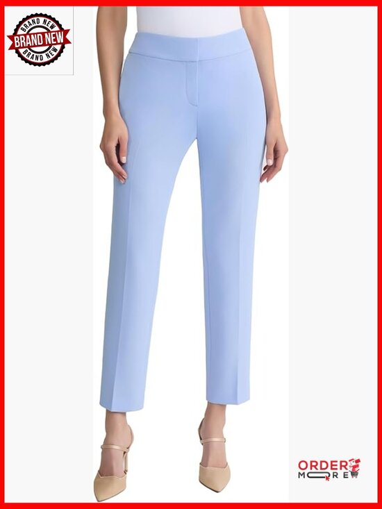 Pants - Petite Stretch Crepe Slim Leg Pants - Straight Leg Slacks Office Wear